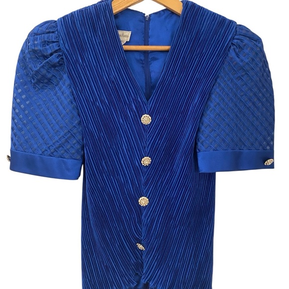 Neiman Marcus Womens Vintage Blue Stretchy Evening Top - Picture 6 of 9